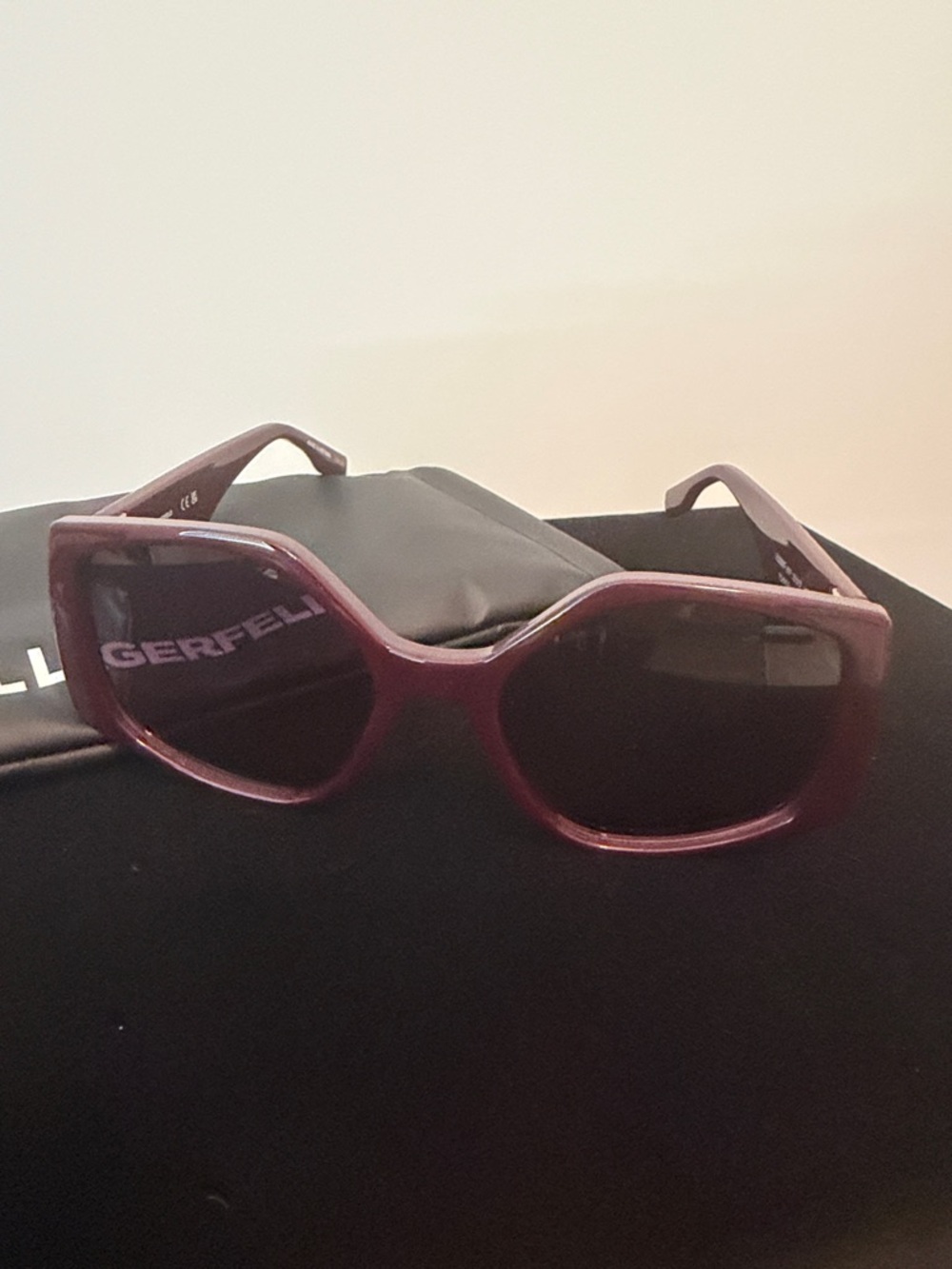 NWOT - Karl Lagerfeld Burgundy Oversized Women's Sunglasses with Dark Lenses